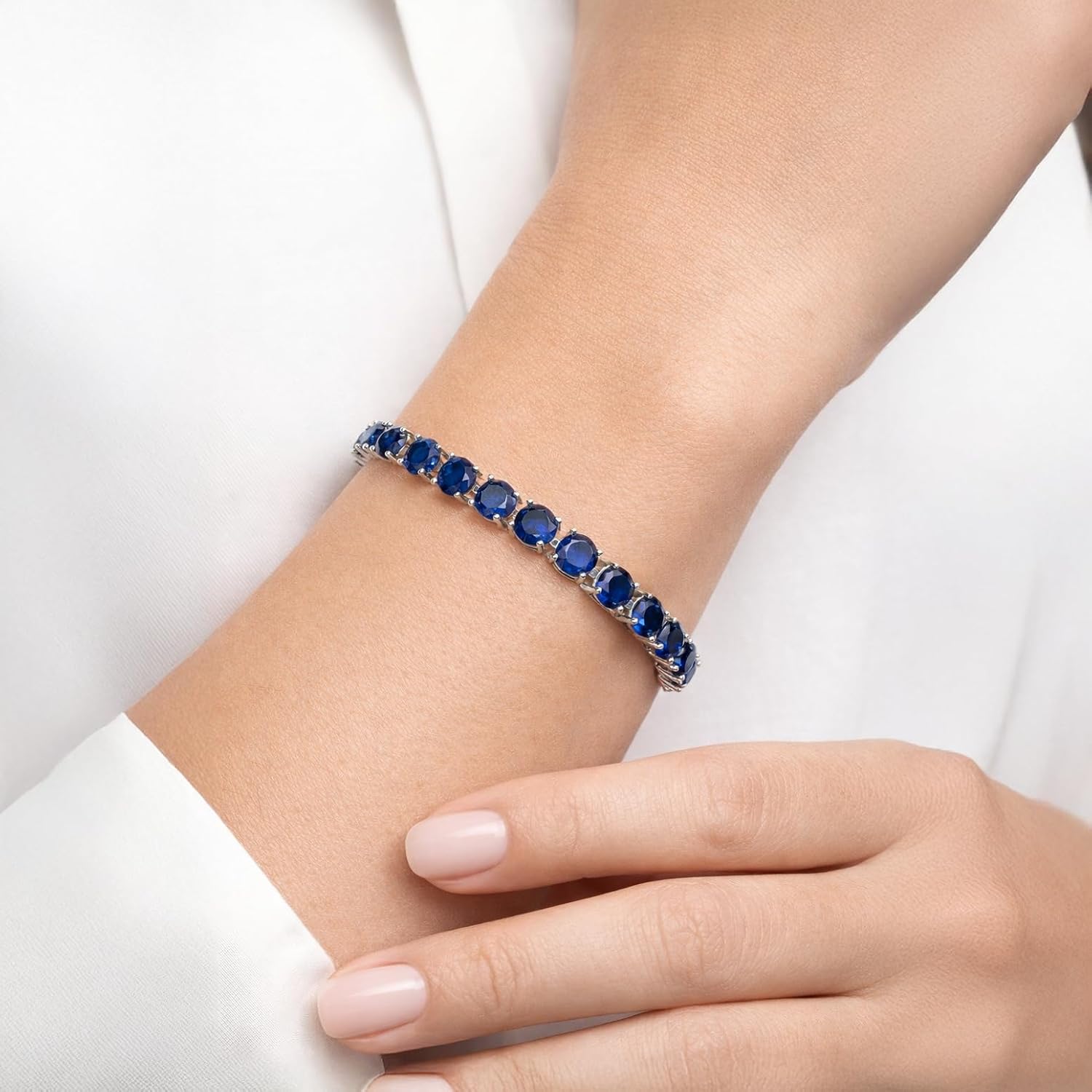KEZEF Cubic Zirconia Tennis Bracelet for Women, 6.5 to 8 Inch